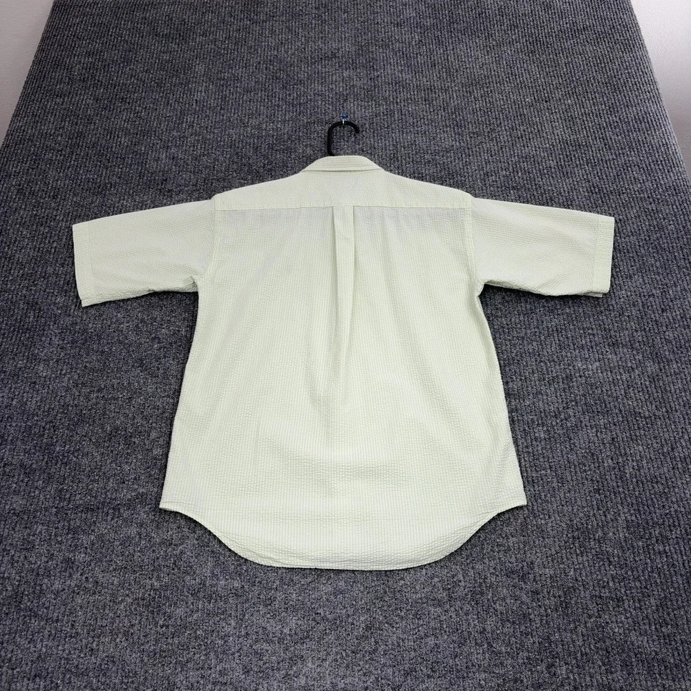 Ralph Lauren Button Up Shirt Boys L Green Seersucker Short Sleeve Preppy Classic